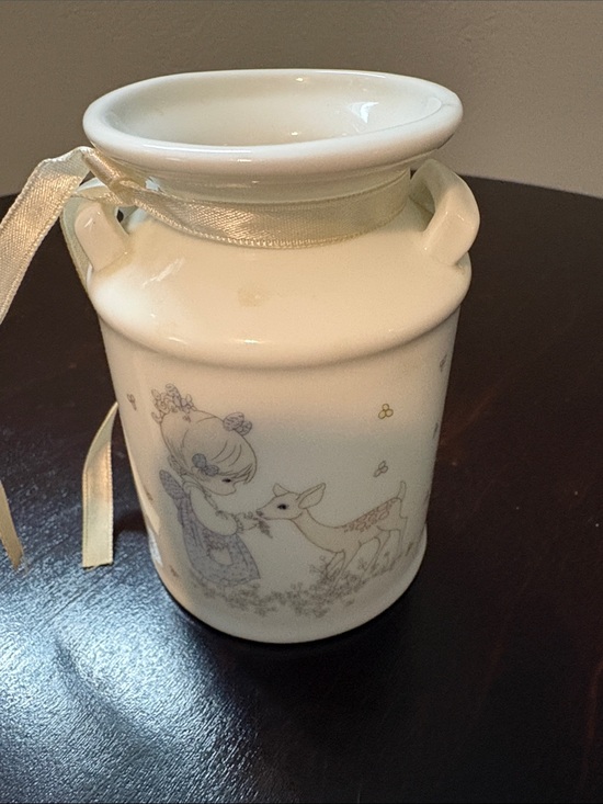 Precious Moments Other - Precious Moments Decorative Cream Ceramic Canister with Girl & Deer Illustration
